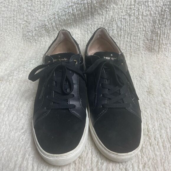 kate spade Other - Kate Spade New York leather black suede low top lace up sneakers SZ8.5B